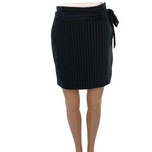 EXPRESS Skirt Pinstripe Black Side Tie Lined Business Casual Mini Womens Size 0